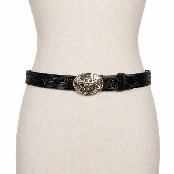 3D Belt Co. Leather Belt Longhorn Bull Western Womens 26 Black main image 8